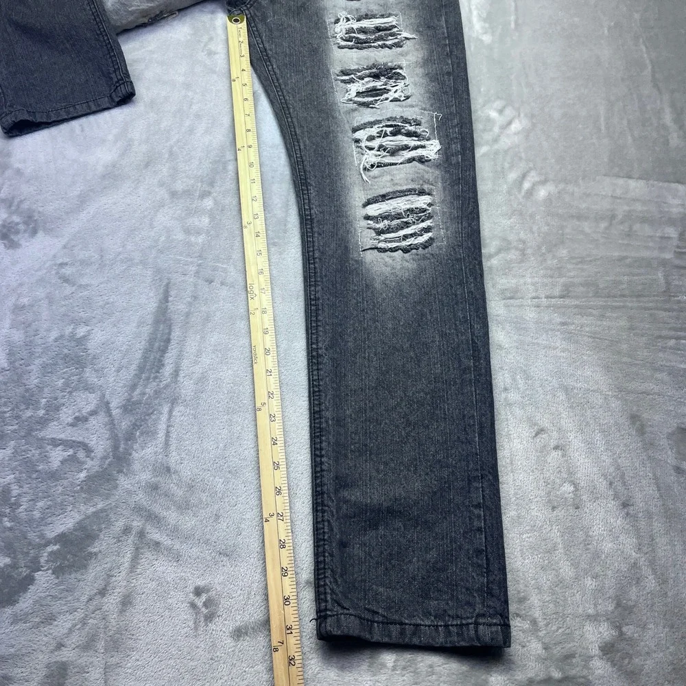 Southpole Distressed Denim Jeans Men's Sz 34 Black Gray‎ Ripped Grunge Western